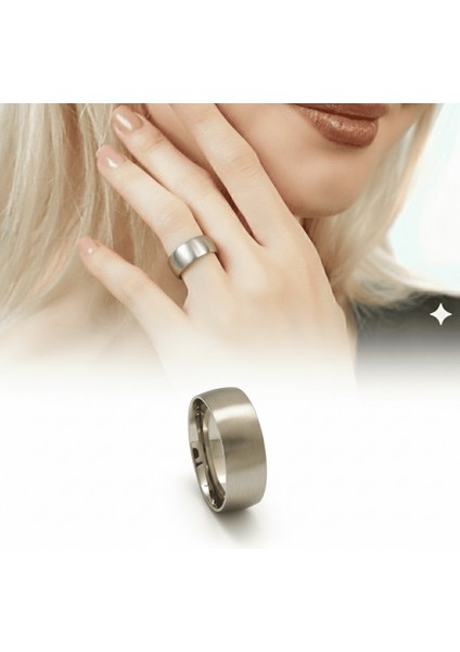 Gümüş Renk Klasik Tasarım 316L Kalite Paslanmaz Çelik Kadın Yüzük Alyans - 24 Ölçü fiyatları