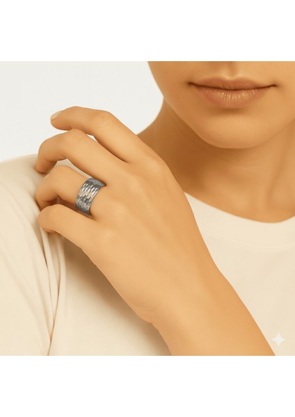 Kadın Xuping Çelik Alyans - Geniş Model - Gümüş Renk - 12 Ölçü modelleri