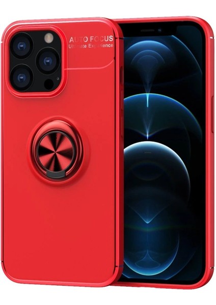 iPhone 13 Pro Max Kılıf Range Yüzüklü Silikon - KIRMIZI-(5796)