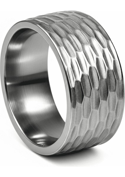 Erkek Xuping Çelik Alyans - Geniş Model - Gümüş Renk - 12 Ölçü