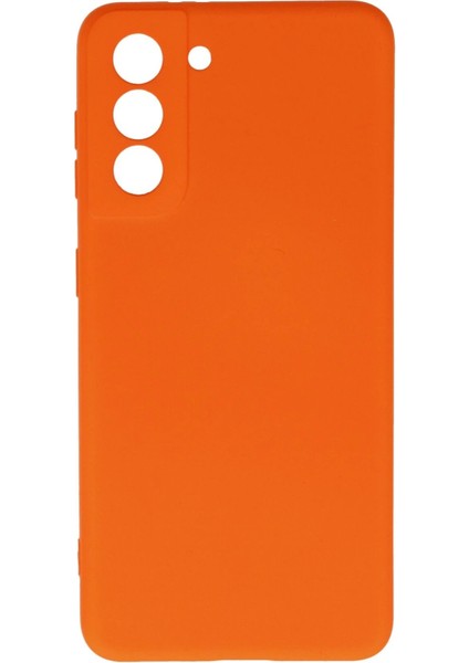 Samsung Galaxy S21 Kılıf Nano Içi Kadife Silikon - TURUNCU-(5796)