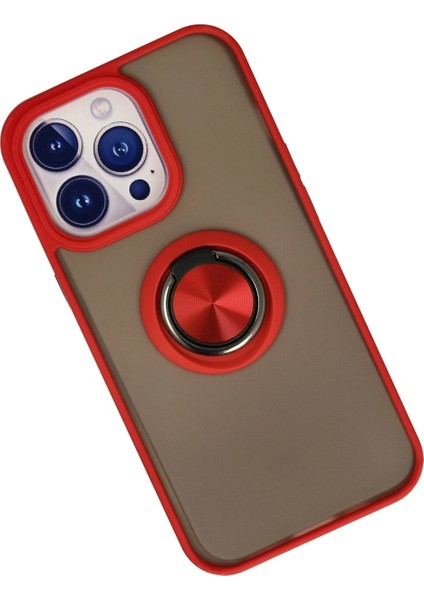 iPhone 15 Pro Max Kılıf Montreal Yüzüklü Silikon Kapak - KIRMIZI-(5796) fiyatları