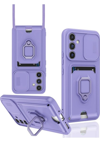 Samsung Galaxy A05S Kılıf Zuma Kartvizitli Yüzüklü Silikon - LILA-(5796)