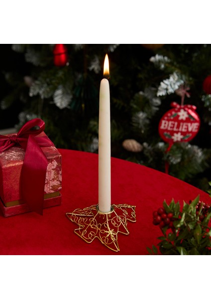 New Year Yılbaşı Ağacı Şekilli Şamdan Mumluk Gold