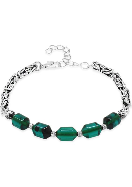 Kararmaz Metal Kral Zincirli Beyaz Dorika Top Süslemeli Şeffaf Turkuaz Ateş Kehribar Erkek Bileklik