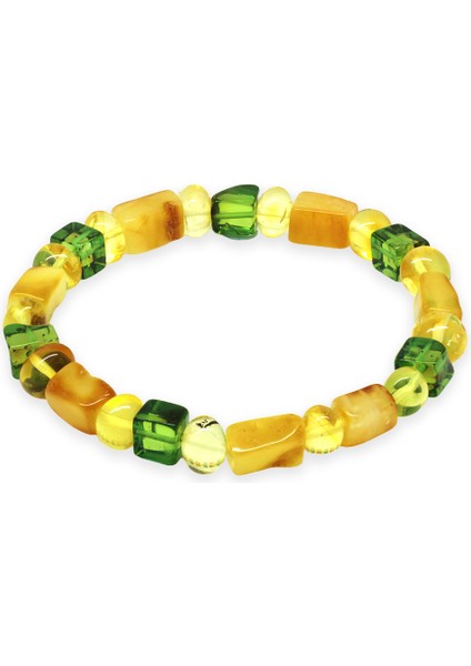 Sarı Yeşil Silindir Küp Kesim Doğal Damla Kehribar Erkek Bileklik fiyatları
