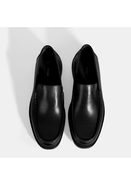 Erkek Siyah Deri Loafer