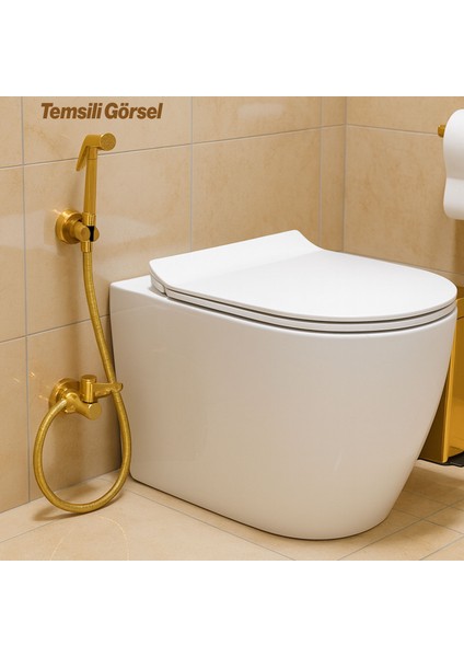 Taharet Matik Lüks Gold Oval Tasarım Su Basınç Ayarlı Hijyenik Kullanım Uyumlu Bide Spreyi fırsatları