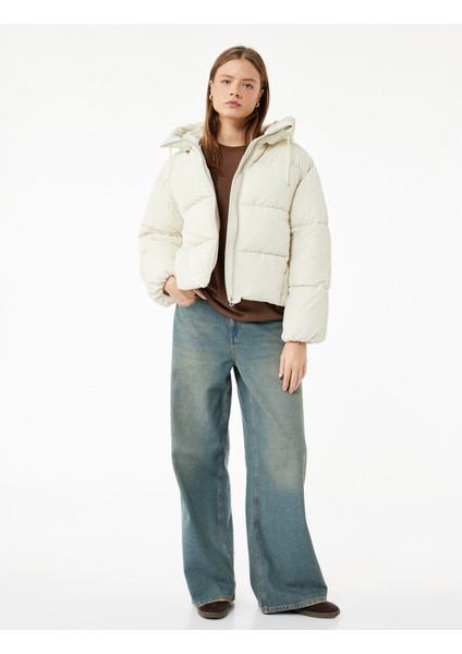 Rahat Kalıp Fermuarlı Kapüşonlu Kapitoneli Dik Yaka Şişme Mont fiyatları