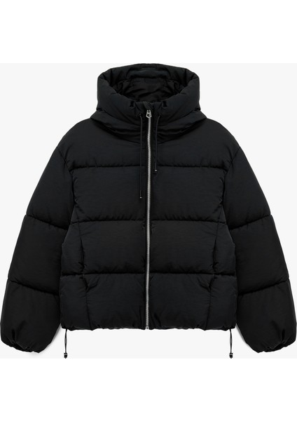 Rahat Kalıp Fermuarlı Kapüşonlu Kapitoneli Dik Yaka Şişme Mont fırsatları