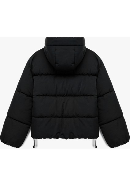 Rahat Kalıp Fermuarlı Kapüşonlu Kapitoneli Dik Yaka Şişme Mont indirimleri