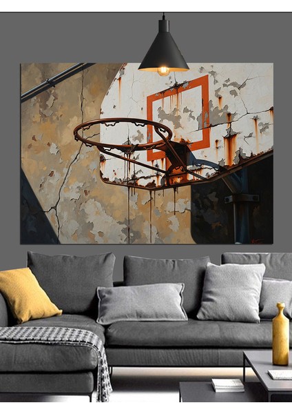Sert Basketbol Potası Figürü Dekoratif Kanvas - Mdf Ahşap Tablo fiyatları