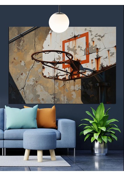 Sert Basketbol Potası Figürü Dekoratif Kanvas - Mdf Ahşap Tablo indirimleri
