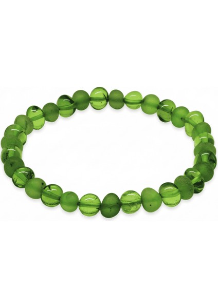 Zümrüt Yeşili Tekerlek Kesim Doğal Damla Kehribar Erkek Bileklik