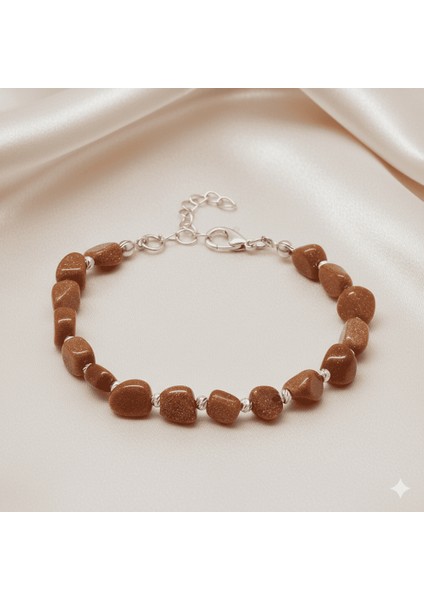 Gümüş Renk Metal Zincirli Dorika Top Süslemeli Amorf Kahverengi Yıldız Taşı Doğaltaş Erkek Bileklik fırsatları