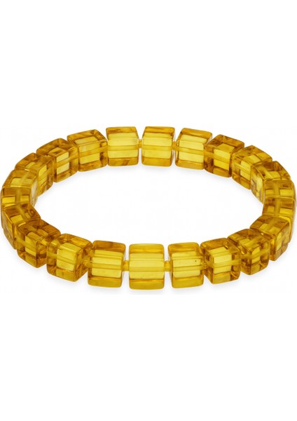 Ihlamur Rengi Küp Kesim Doğal Damla Kehribar Erkek Bileklik