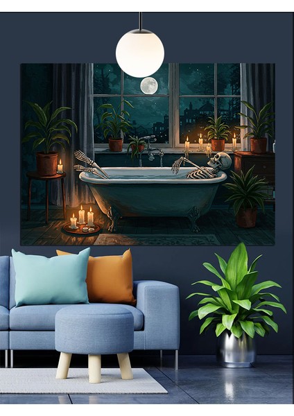 Iskeletin Banyo Keyfi Dekoratif Kanvas - Mdf Ahşap Tablo fiyatları