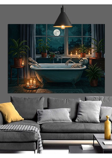 Iskeletin Banyo Keyfi Dekoratif Kanvas - Mdf Ahşap Tablo fırsatları