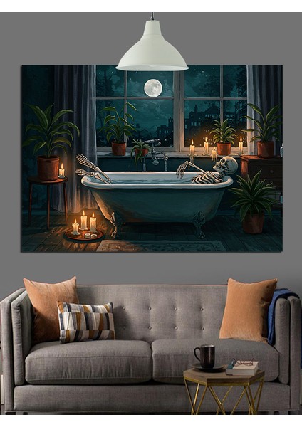 Iskeletin Banyo Keyfi Dekoratif Kanvas - Mdf Ahşap Tablo indirimleri