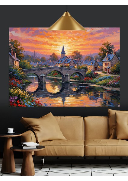 Köprü Şehir Manzarası Işık Dekoratif Kanvas - Mdf Ahşap Tablo fiyatları