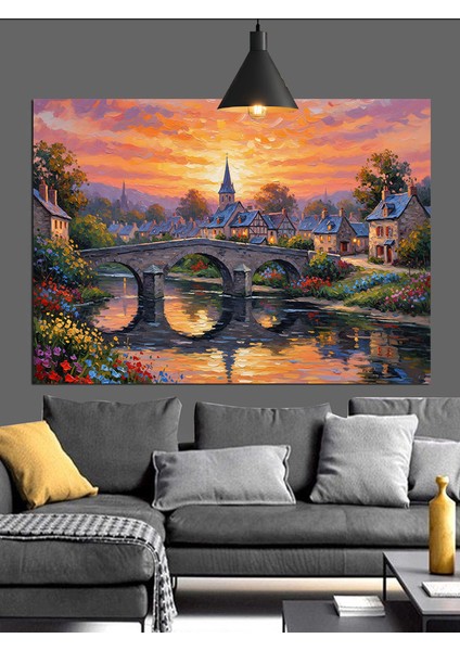 Köprü Şehir Manzarası Işık Dekoratif Kanvas - Mdf Ahşap Tablo modelleri