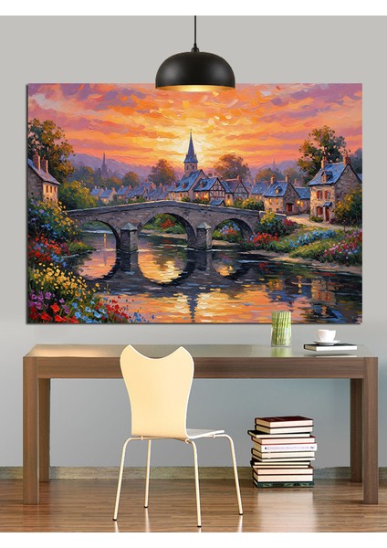 Köprü Şehir Manzarası Işık Dekoratif Kanvas - Mdf Ahşap Tablo indirimleri