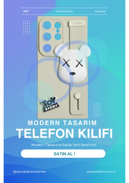 Samsung S22 Ultra Uyumlu Kılıf Bej Renk 3D Figürlü Darbe Emici Yumuşak Silikon Kapak indirimleri