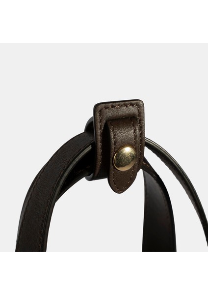 Kadın Koyu Kahve Monogram Logolu Deri Omuz Çantası indirimleri