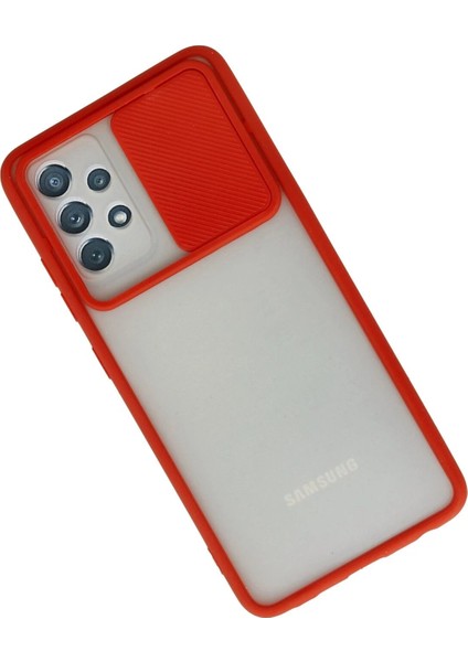 Samsung Galaxy A72 Kılıf Palm Buzlu Kamera Sürgülü Silikon - KIRMIZI-(5796) fiyatları