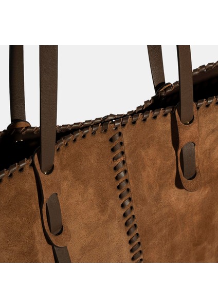 Kadın Taba Süet Deri Omuz Çantası fırsatları