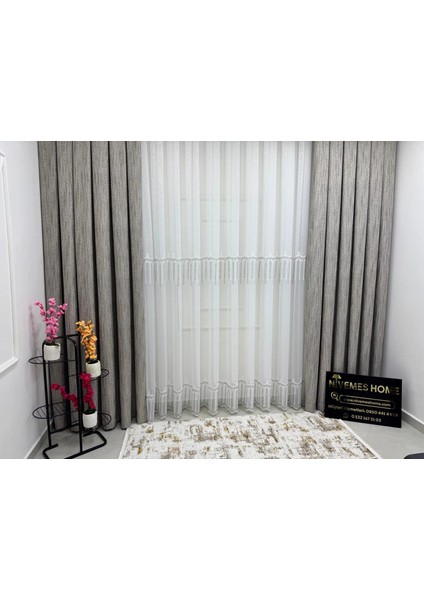 Nivemeshome 400 Diana Şönil Dokuma Vizon 1/3 Pile Fon Perde Apm