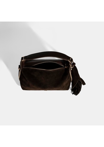 Kadın Kahve Püskül Aksesuarlı Omuz Askılı El Çantası