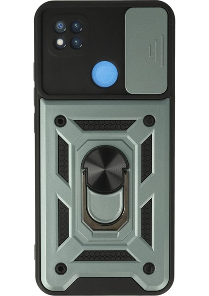 Xiaomi Redmi 9c Kılıf Pars Lens Yüzüklü Silikon - YEŞIL-(5796)