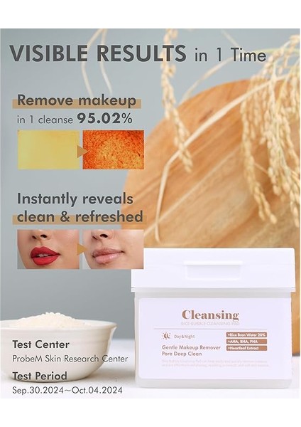 Rice Bubble Temizleme Pedi Makyaj Temizleyici Peeling Etkili ve Nemlendirici Temizleme Pedi 80 Adet modelleri