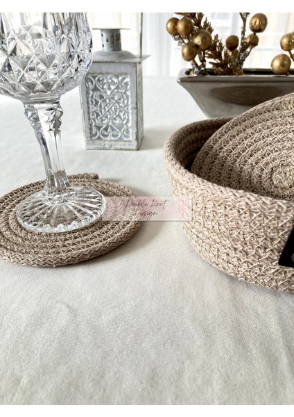 7 Prç Bardak Altlığı Set Tress Supla Jüt Hediyelik