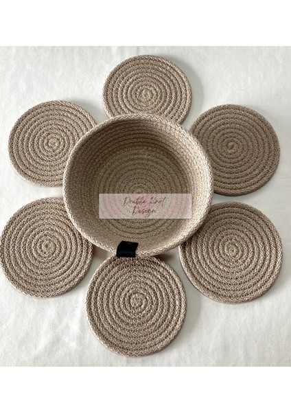 7 Prç Bardak Altlığı Set Tress Supla Jüt Hediyelik