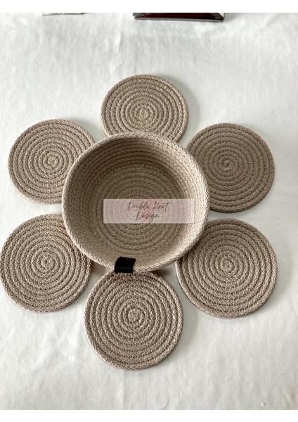 7 Prç Bardak Altlığı Set Tress Supla Jüt Hediyelik