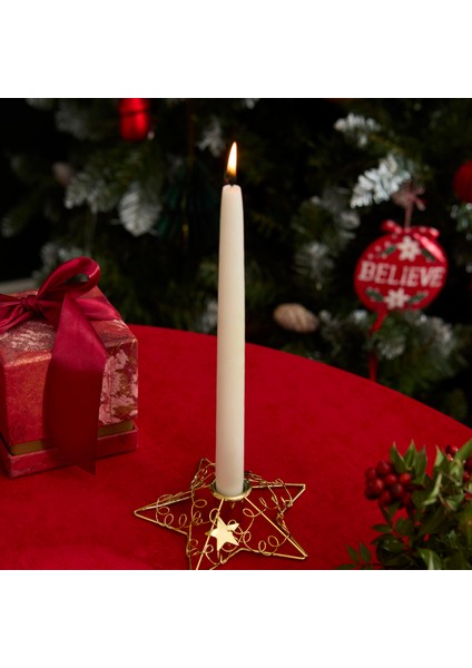 New Year Yılbaşı Yıldız Şekilli Şamdan Mumluk Gold