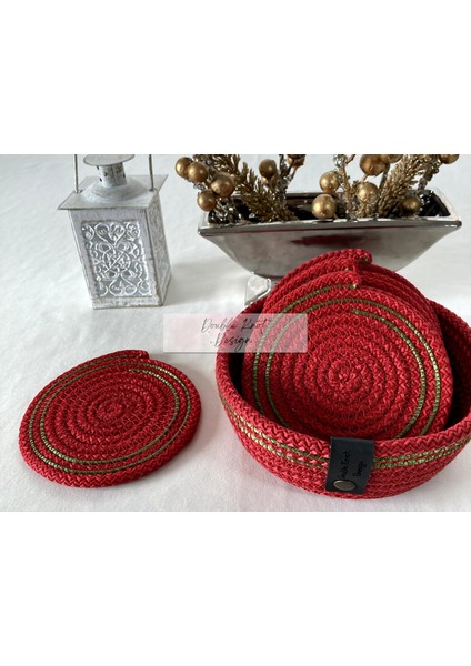 7 Prç Bardak Altlığı Set Tress Supla Jüt Hediyelik