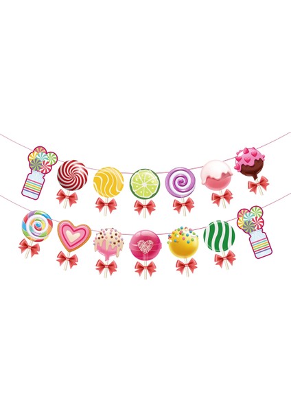 Candyland Party Dekorasyonlar Seti, Renkli Candyland Banner &amp; Candy Temalı Parti Asma Swirls Lollipop Dekorasyonu (Yurt Dışından)