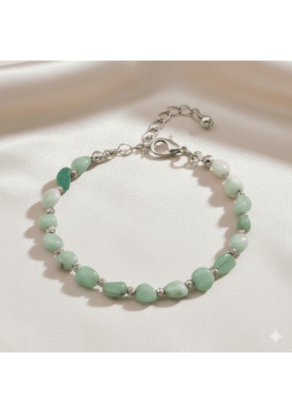 Gümüş Renk Metal Zincirli Dorika Top Süslemeli Amorf Amazonit Doğaltaş Erkek Bileklik fırsatları