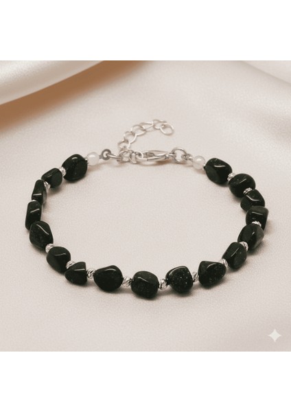 Gümüş Renk Metal Zincirli Dorika Top Süslemeli Amorf Yeşil Yıldız Taşı Doğaltaş Erkek Bileklik fırsatları