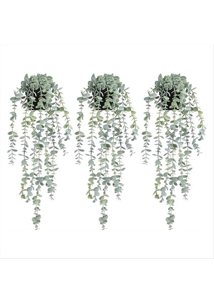 3 Adet Yapay Asılı Bitkiler Saksı Okaliptüs Asılı Bitki Duvar Odası Için Ev Veranda Kapalı Açık Dekor (Yurt Dışından)