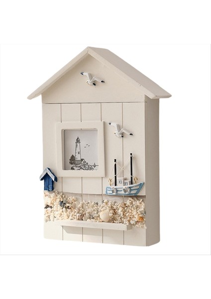 Duvara Monte Kabine Anahtar Raf, Ahşap Ev Anahtar Depolama Kutusu, Akdeniz Tarzı Model Heykel Ev Duvar Dekor Yelkenli (Yurt Dışından)