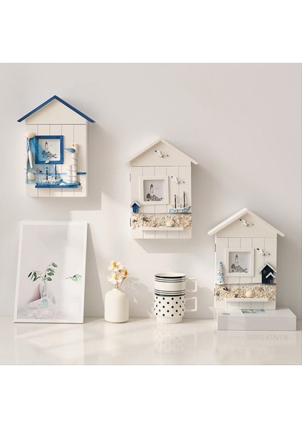 Duvara Monte Kabine Anahtar Raf, Ahşap Ev Anahtar Depolama Kutusu, Akdeniz Tarzı Model Heykel Ev Duvar Dekor Yelkenli (Yurt Dışından) fiyatları