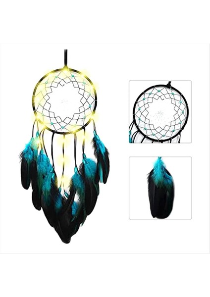 1set Dreamcatcher LED Lamba ile Tüylü Mavi Ağaç, El Yapımı Kızılderililer Duvar Asma Deco Için Geleneksel Dairesel Ağ (Yurt Dışından) fırsatları