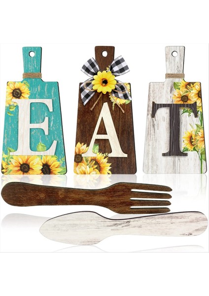 Kesme Tahtası Yemek Işareti Seti Asılı Sanat Mutfağı Yemek Işaret Çatal ve Kaşık Duvarı ve Mutfak Dekoru, C (Yurt Dışından)