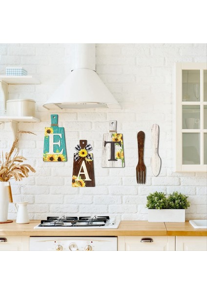 Kesme Tahtası Yemek Işareti Seti Asılı Sanat Mutfağı Yemek Işaret Çatal ve Kaşık Duvarı ve Mutfak Dekoru, C (Yurt Dışından) fırsatları