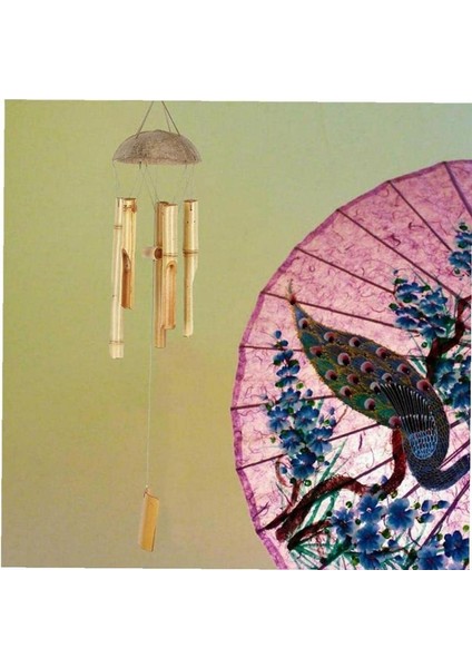 1pcs Bambu Rüzgar Zil Açık Renk Beş Tüp Doğal Hindistan Cevizi Kabuğu Ahşap Bahçe ve Ev Asma Kapı Dekorasyonu (Yurt Dışından) indirimleri