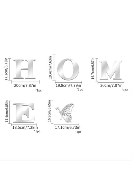 Duvar Dekor Mektubu Işaretleri Akrilik Ayna Duvar Çıkartması Duvar Süslemeleri Oturma Odası Yatak Odası Ev Dekor Duvar, Gümüş (Yurt Dışından) modelleri